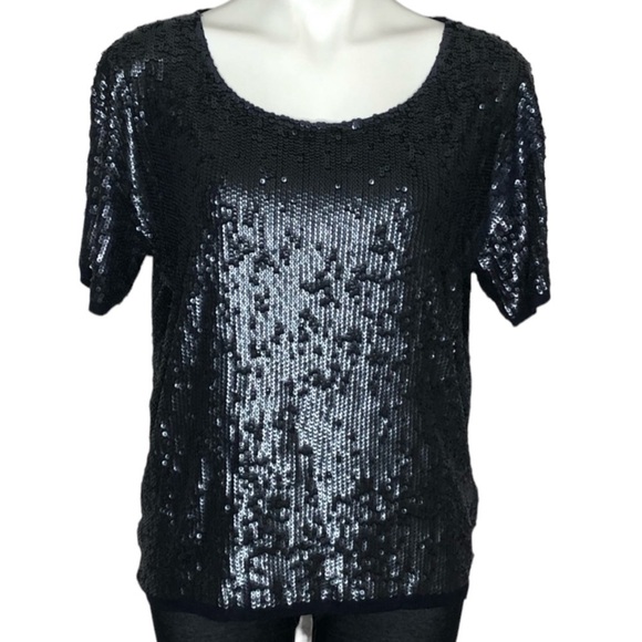 J. Crew Sequin Slouchy Tee, Navy, size small - Picture 1 of 7